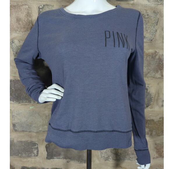 VS Pink Top Blue Athletic Shirt Long Sleeve Neutral Woman's Size Small - Picture 1 of 13